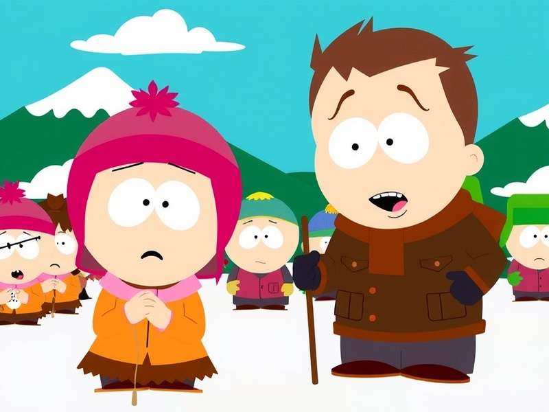 The main characters from the latest South Park new episode in a chaotic scene