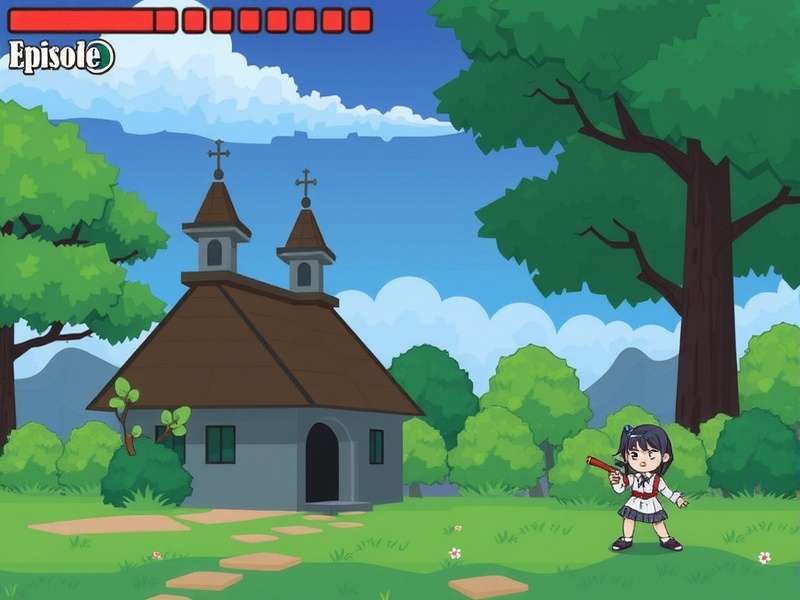 Layered background design process for an Episode scene showing parallax effect