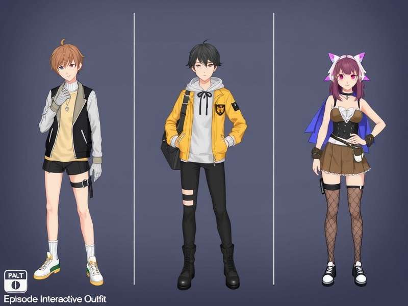 A diverse showcase of Episode Interactive character outfits from various popular stories